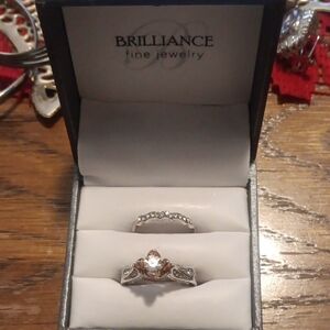 Brilliance Two-Tone Rose and Silver Bridal Ring Set